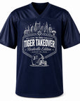 Navy short-sleeve V-neck jersey with Tiger Takeover Nashville Edition graphic on chest