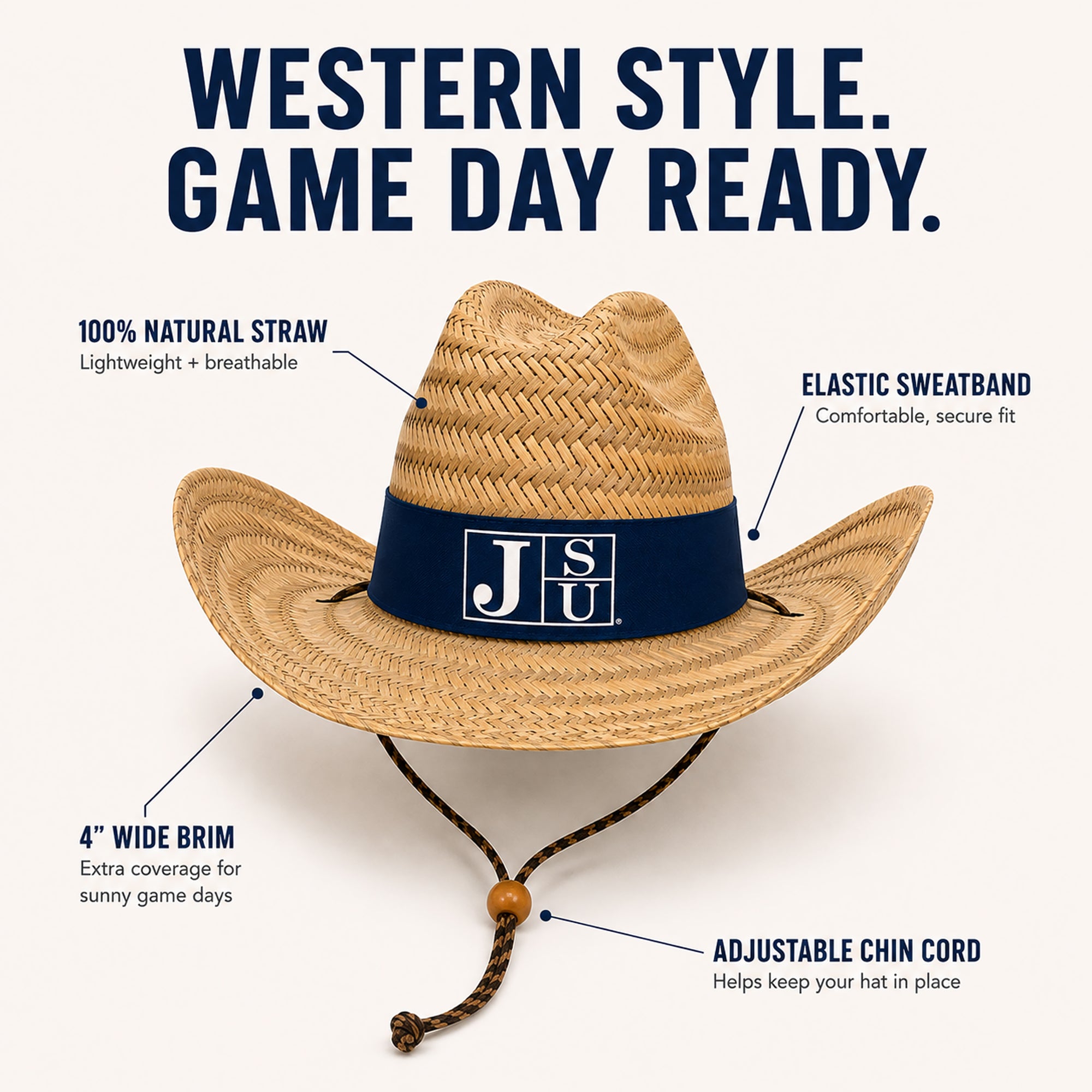 Jackson State University Western Straw Cowboy Hat