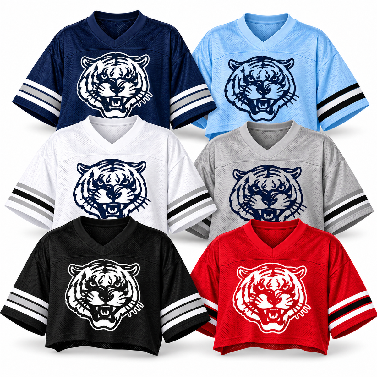 Jackson State Tigers Tiger Head women's cropped mesh football jerseys in all available colors