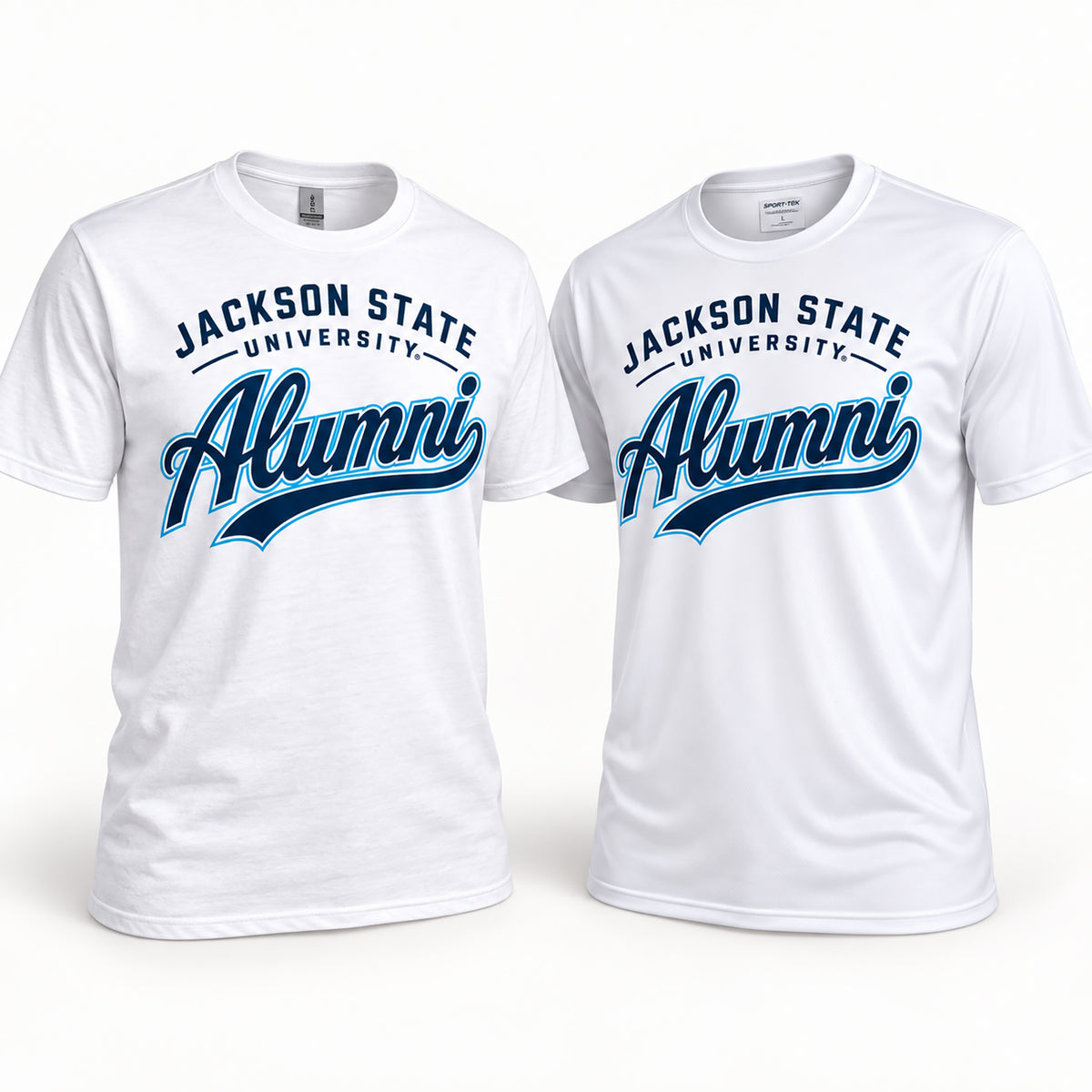 Jackson State Tigers Alumni Script cotton and performance T-Shirt options