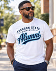 Black alumnus wearing a Jackson State Tigers Alumni Script T-Shirt