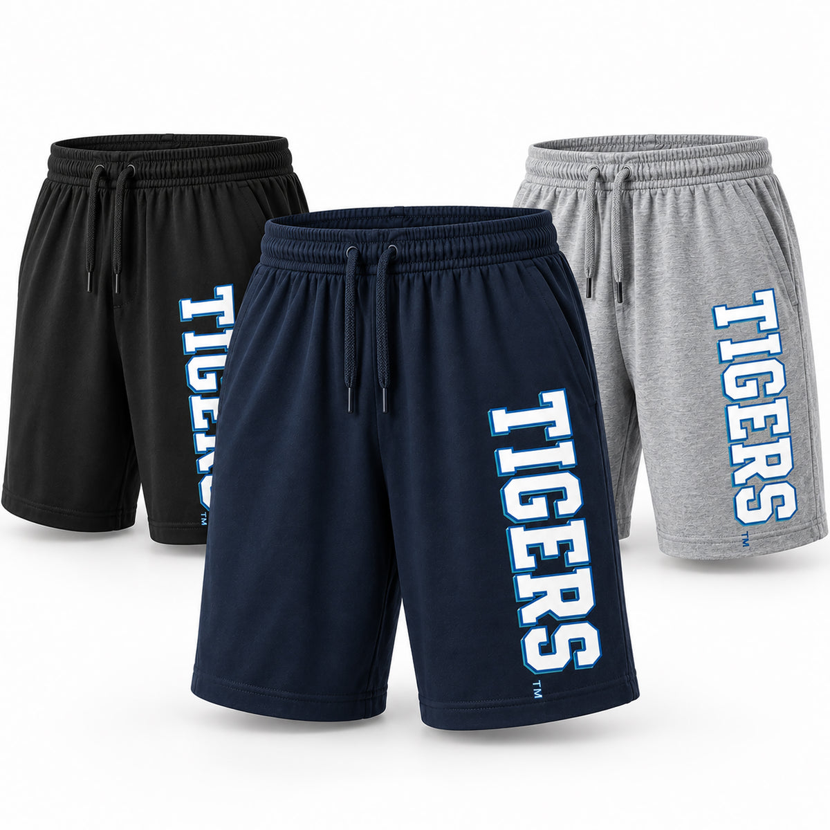 Jackson State Tigers Collegiate Tigers jersey shorts in navy blue, black and Athletic Heather Gray