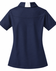 Jackson State Tigers True Navy and White Ladies Performance Polo back view