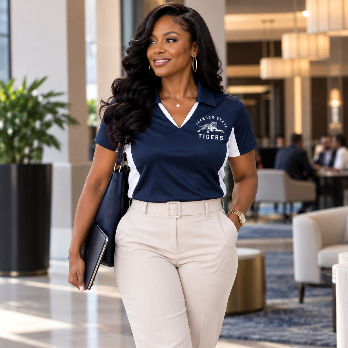 Jackson State Tigers Performance Polo styled for professional and alumni wear