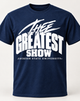 Jackson State Tigers Thee Greatest Show navy T-shirt front view