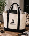Natural black Junior League Palo Alto Mid Peninsula tote bag lifestyle image