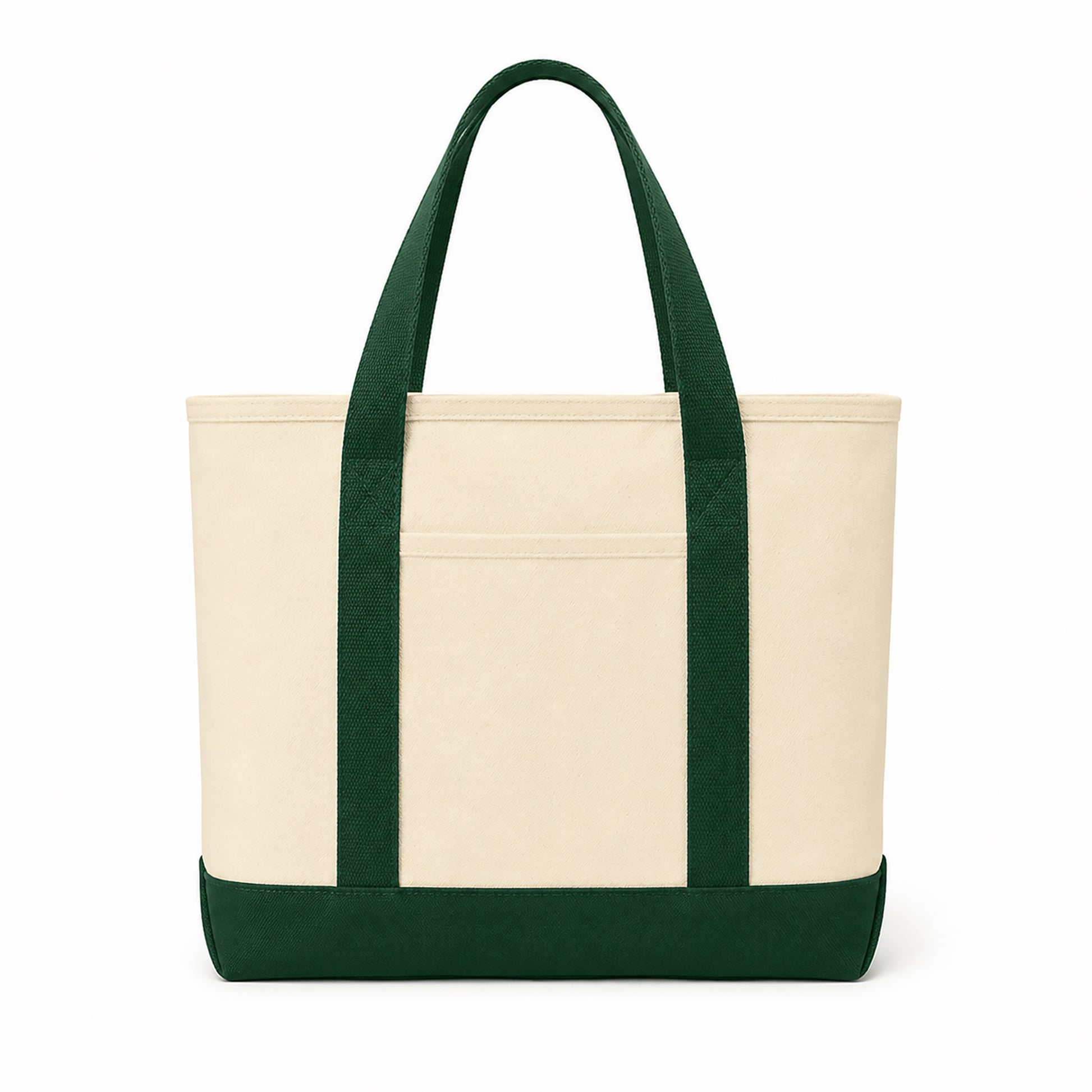 Front-facing Junior League Palo Alto Mid Peninsula two-tone tote bag showing structure and shape