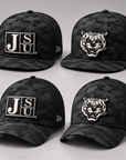 Jackson State Tigers Black Camo New Era hats showing 9FIFTY and 39THIRTY styles with Block JSU and Tiger Head patches