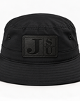 Jackson State Tigers black outdoor bucket hat with tonal black leatherette JSU patch