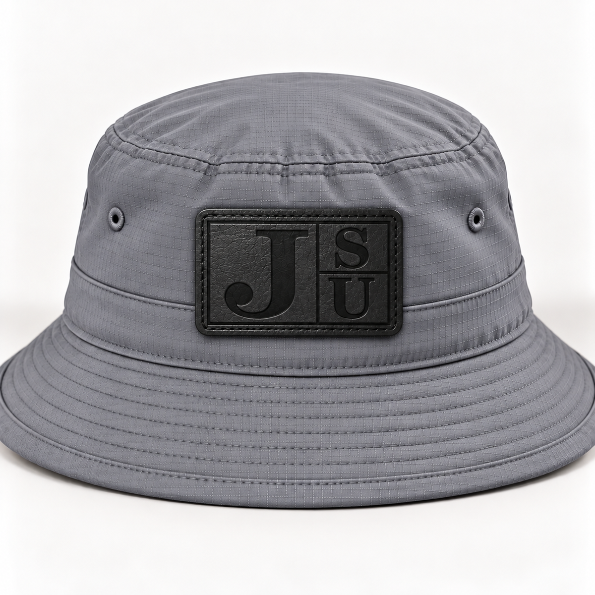 Jackson State Tigers gray outdoor bucket hat with tonal black leatherette JSU patch