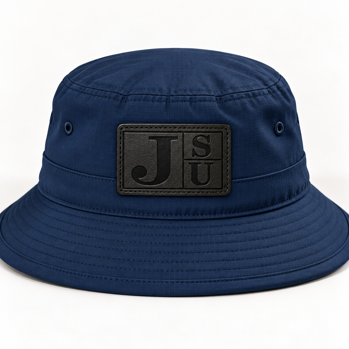 Jackson State Tigers Dress Blue Navy outdoor bucket hat with tonal black leatherette JSU patch