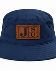 Jackson State Tigers Dress Blue Navy outdoor bucket hat with walnut and black leatherette JSU patch