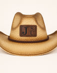 Jackson State University Block Letter cowboy straw hat with engraved leatherette patch