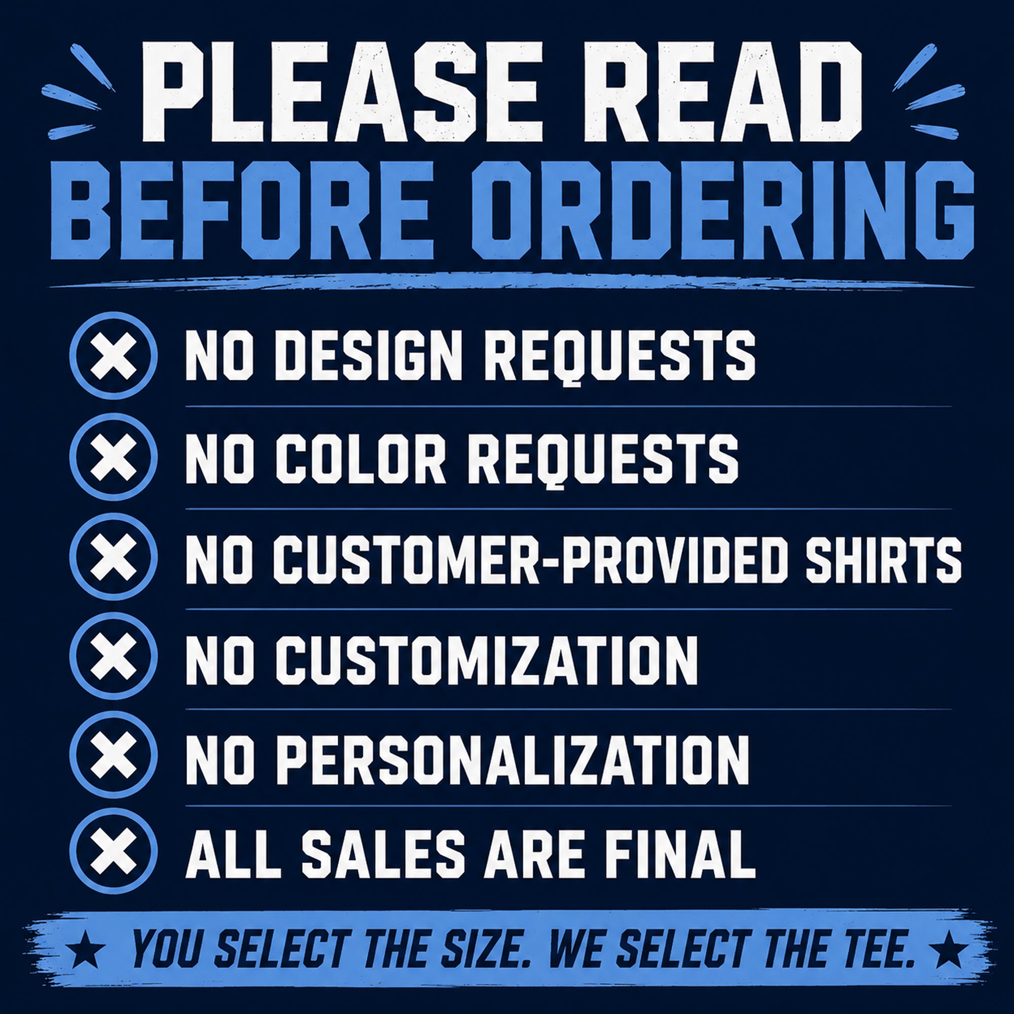 Ordering rules for the Jackson State mystery T-shirt sale including no requests, customization, or personalization
