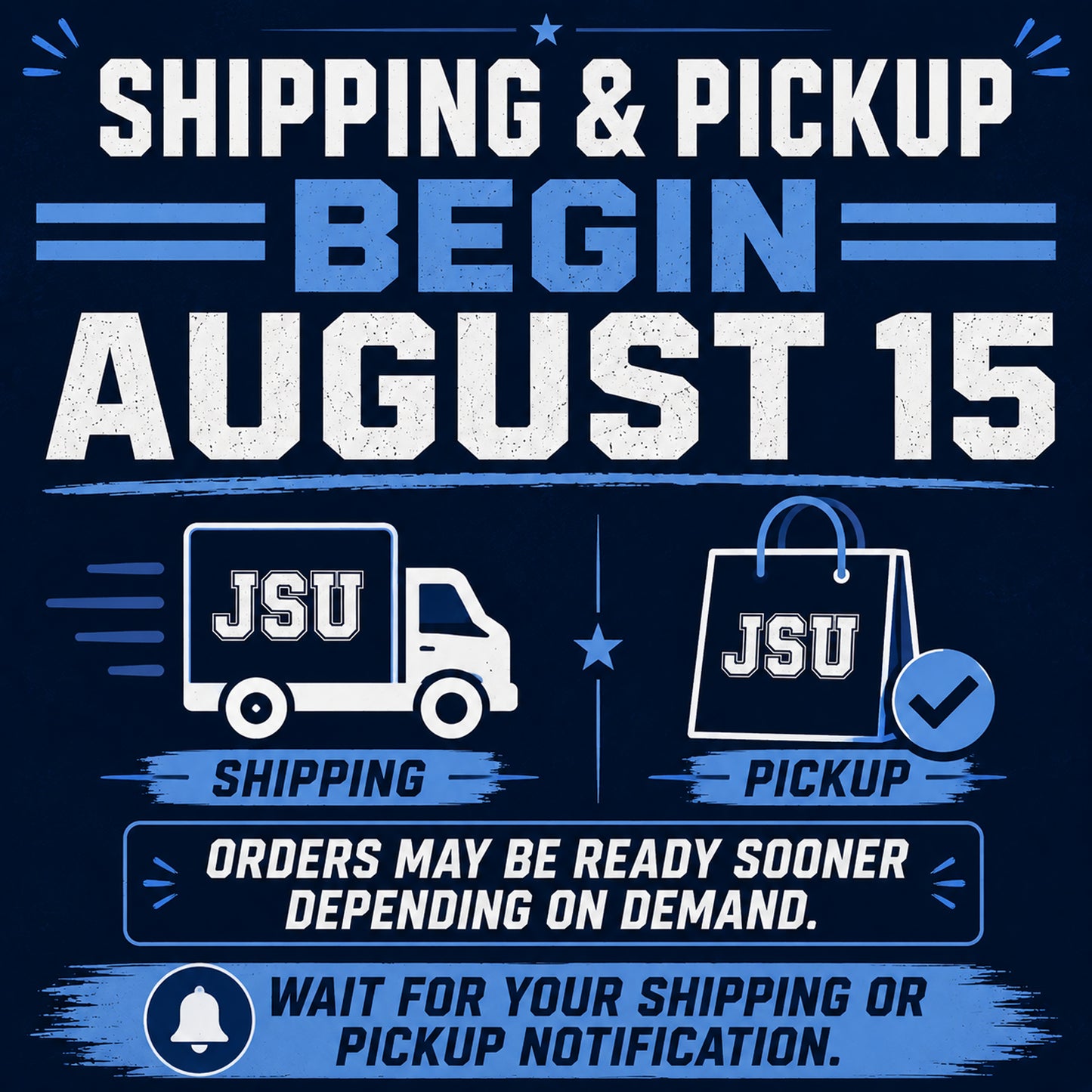 Jackson State mystery tee orders begin shipping and local pickup on August 15, 2026