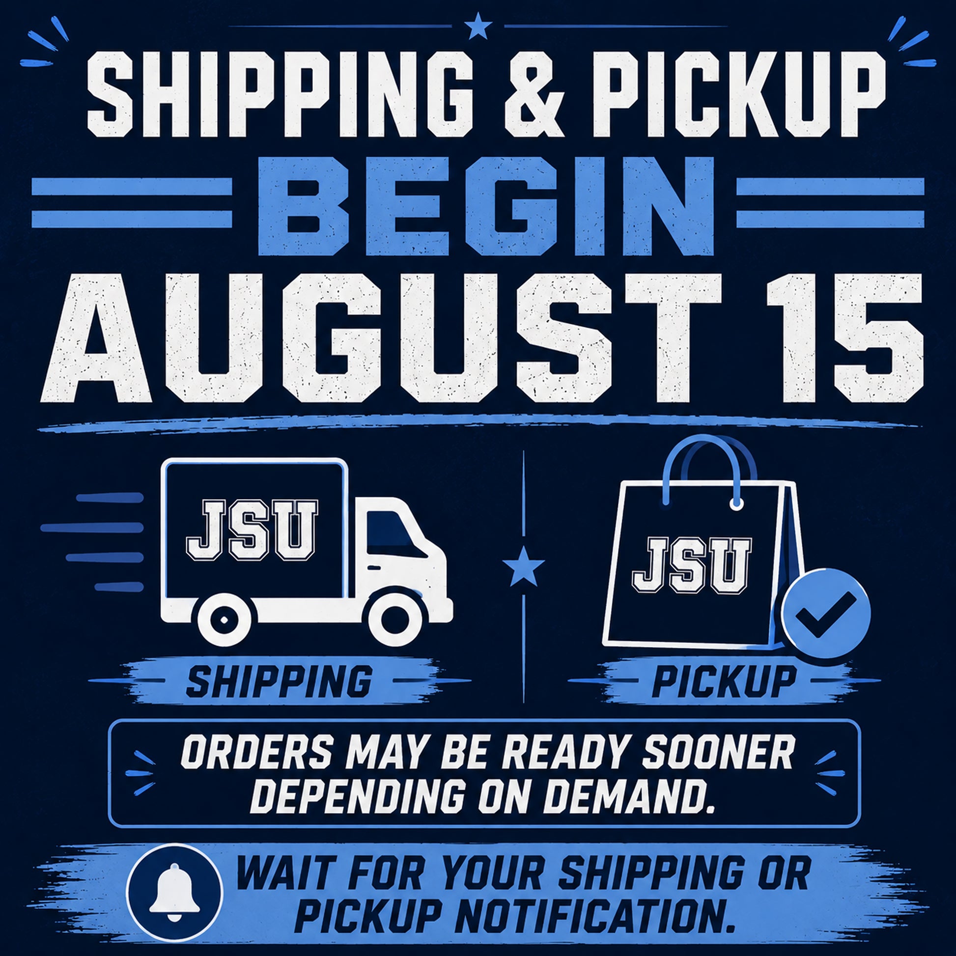 Jackson State mystery tee orders begin shipping and local pickup on August 15, 2026
