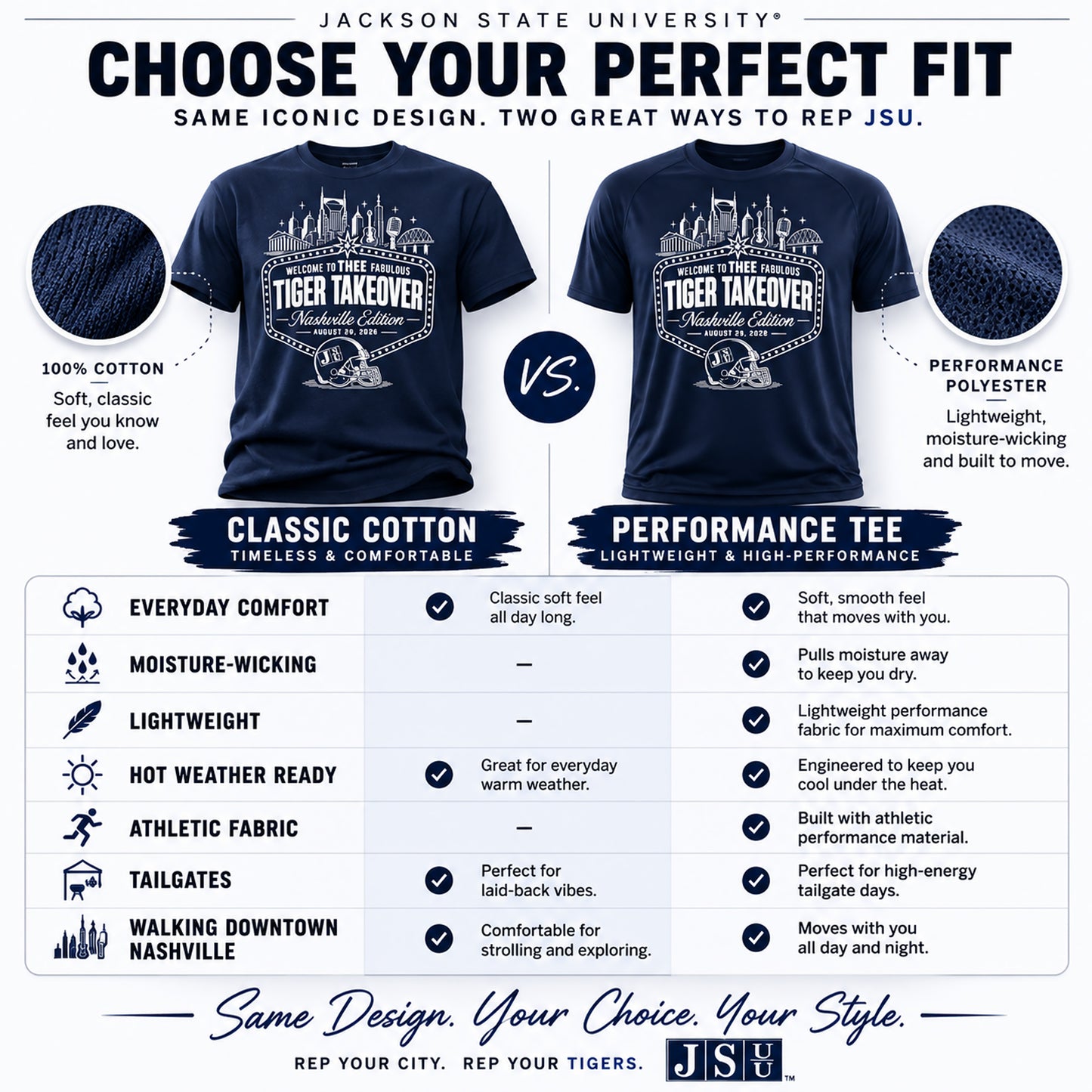 Jackson State Nashville Takeover Performance T-Shirt