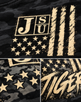 Jackson State Tigers Salute to Service black camouflage apparel distressed print and fabric details