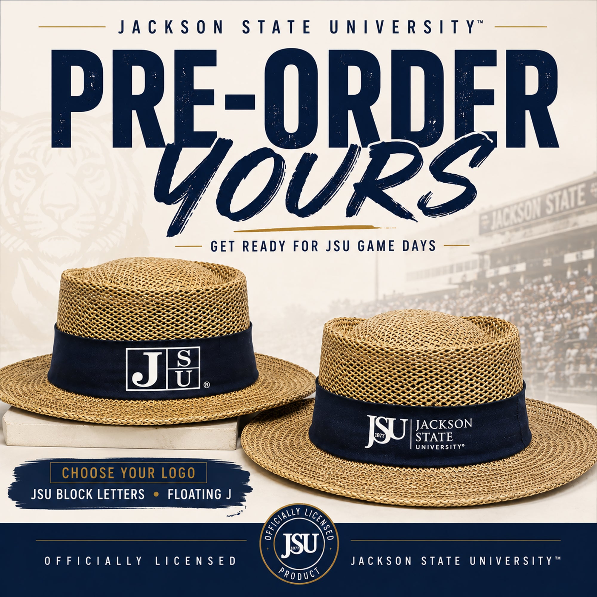 Jackson State University JSU straw gambler hat pre-order