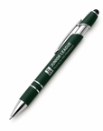 Silver Junior League Palo Alto Mid Peninsula executive stylus pen with silver laser engraving on a clean white background