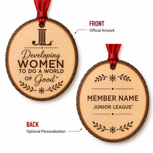 Officially Licensed Junior League® Natural Wood Slice Ornament