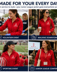 Junior League women's jacket worn at volunteer, conference, and community events