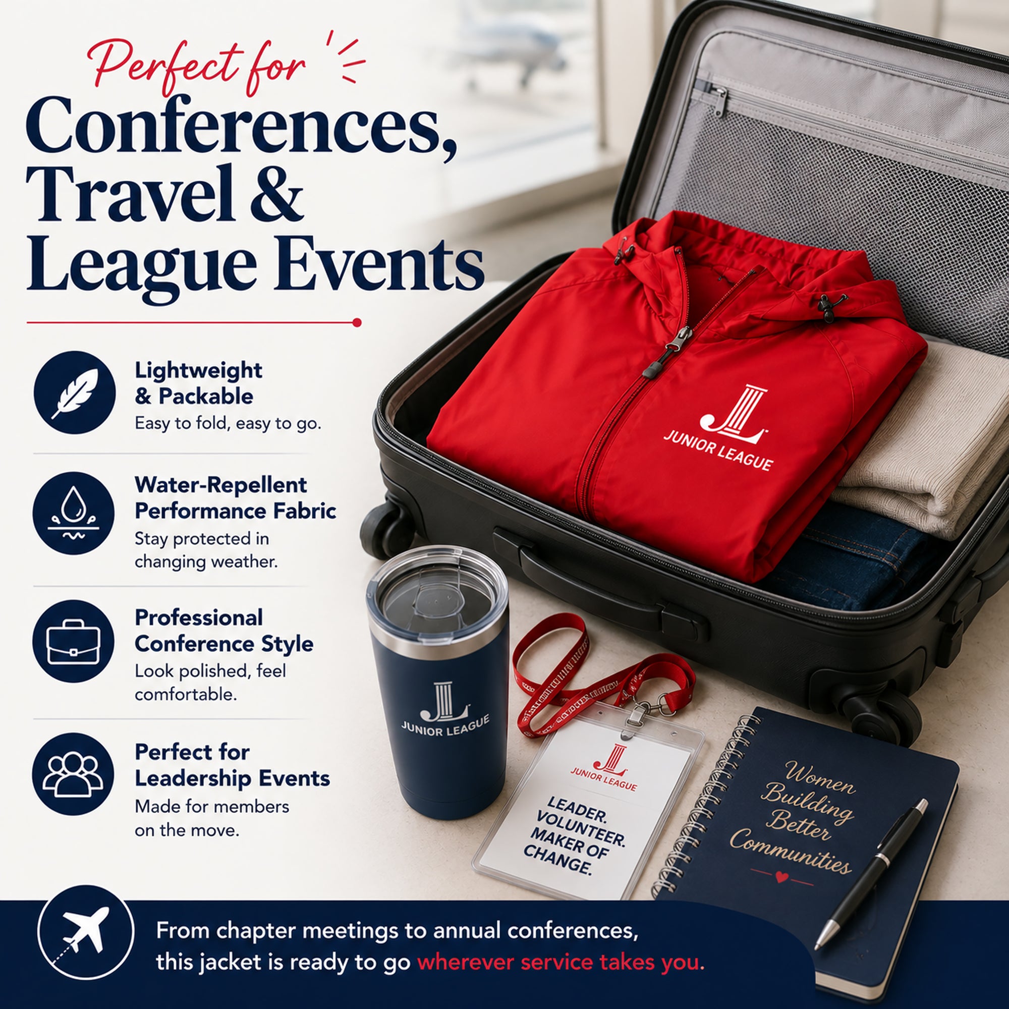 Junior League travel and conference jacket essentials
