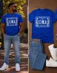 Royal blue T-shirt with front G.O.M.A.B. Phi Beta Sigma Mississippi logo