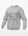 Athletic heather grey unisex crewneck sweatshirt with stadium graphic on chest