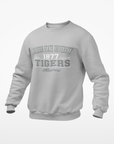 Light gray unisex crewneck sweatshirt with Tigers Alumni chest graphic
