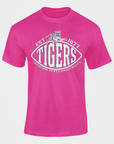 Pink crew-neck T-shirt with Tigers crest and Est. 1877 text