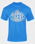 Royal blue crew-neck T-shirt with Tigers crest and Est. 1877 text
