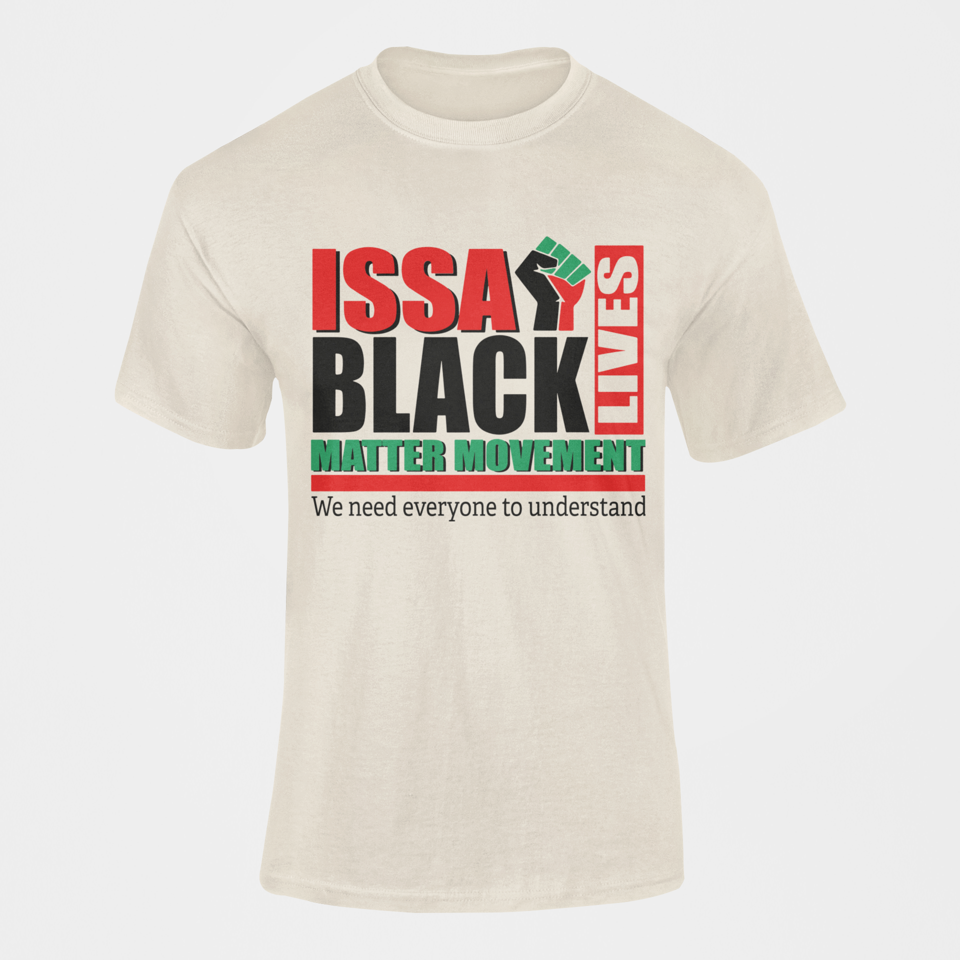 Natural unisex short-sleeve crewneck T-shirt with front ISSA BLACK MATTER graphic