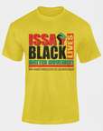 Yellow unisex short-sleeve crewneck T-shirt with front ISSA BLACK MATTER graphic