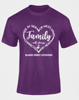 Purple family gathering T-shirt with Family heart graphic and McNair text