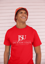 Load image into Gallery viewer, Jackson State University Tigers White Top Floating J Short Sleeve T-Shirt
