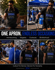 Phi Beta Sigma apron shown for homecoming, tailgates, cookouts, and brotherhood events