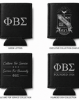 Phi Beta Sigma leatherette can holder available in black to silver color option