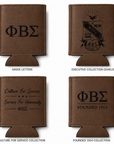 Phi Beta Sigma leatherette can holder available in walnut color option