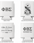 Phi Beta Sigma leatherette can holder available in white color option
