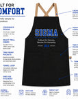 Crossback grilling apron with durable twill fabric, shoulder straps, front pockets, towel loop, and easy-care design