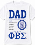 Phi Beta Sigma Dad definition graphic t-shirt shown on white shirt color option