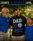 Three generations of African American men representing legacy and fatherhood with Phi Beta Sigma Dad shirt