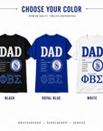 Phi Beta Sigma Dad shirt available in black, royal blue, and white color options