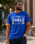 Royal blue T-shirt with white and blue G.O.M.A.B. Phi Beta Sigma Mississippi logo