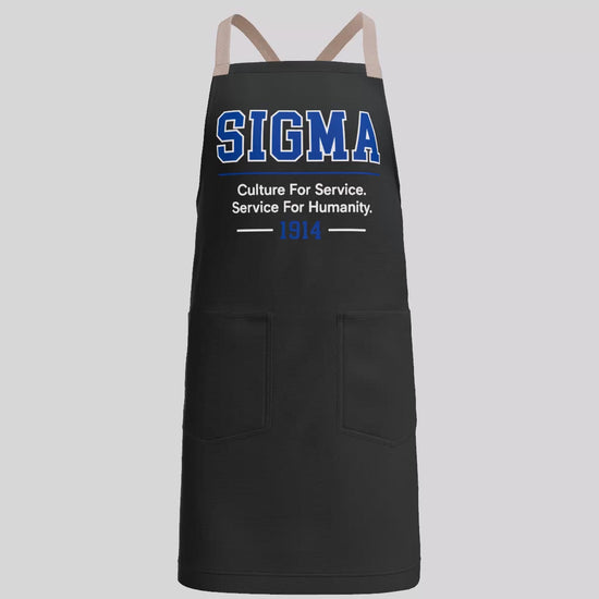 Phi Beta Sigma apron product video showing the crossback design, front pockets, premium details, and grilling lifestyle use