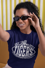 Load image into Gallery viewer, Jackson State University Tigers White Football Est 1877 Short Sleeve T-Shirt
