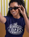 Navy crew-neck T-shirt with Tigers crest and Est. 1877 graphic, short sleeves