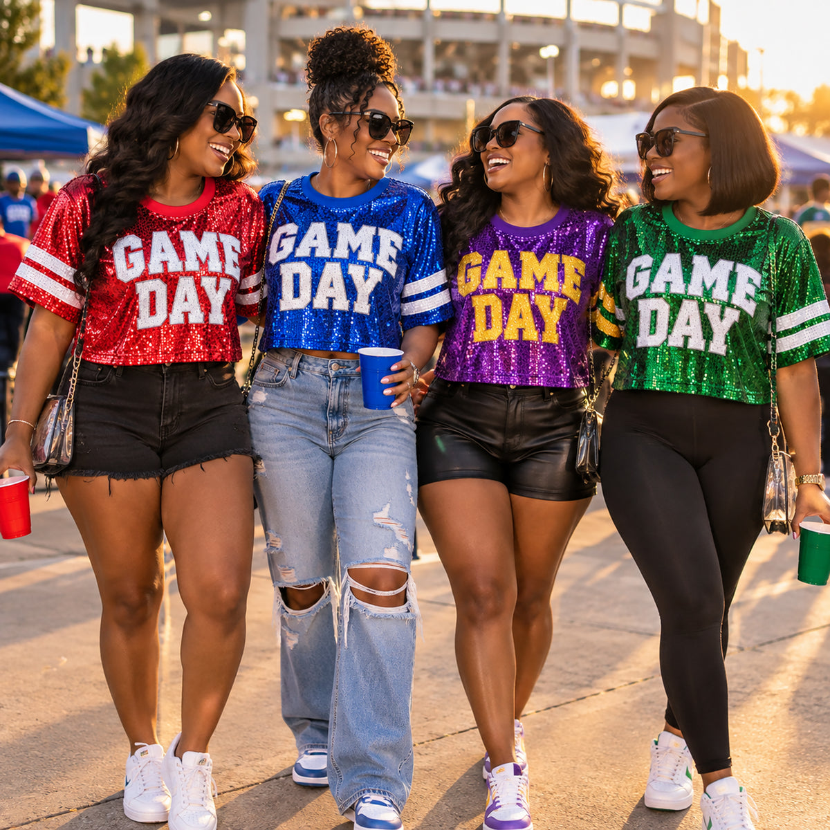 Sequin GAME DAY Jersey Crop Top