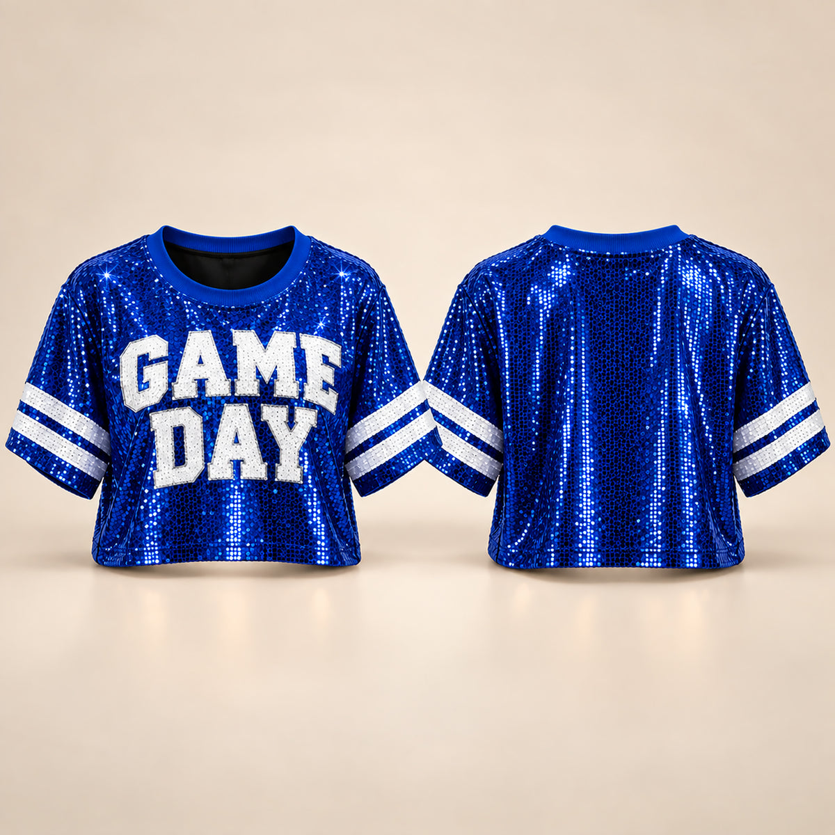 Sequin GAME DAY Jersey Crop Top